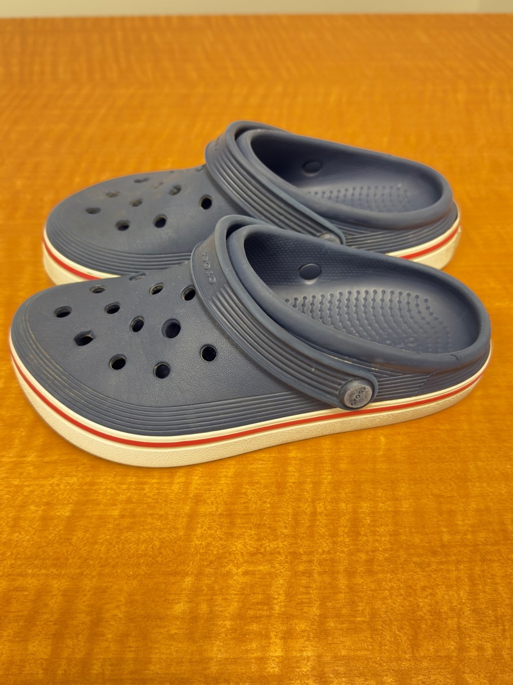 Crocs Crocband Clogs Kids J3 Navy Blue Red White Classic Slip On